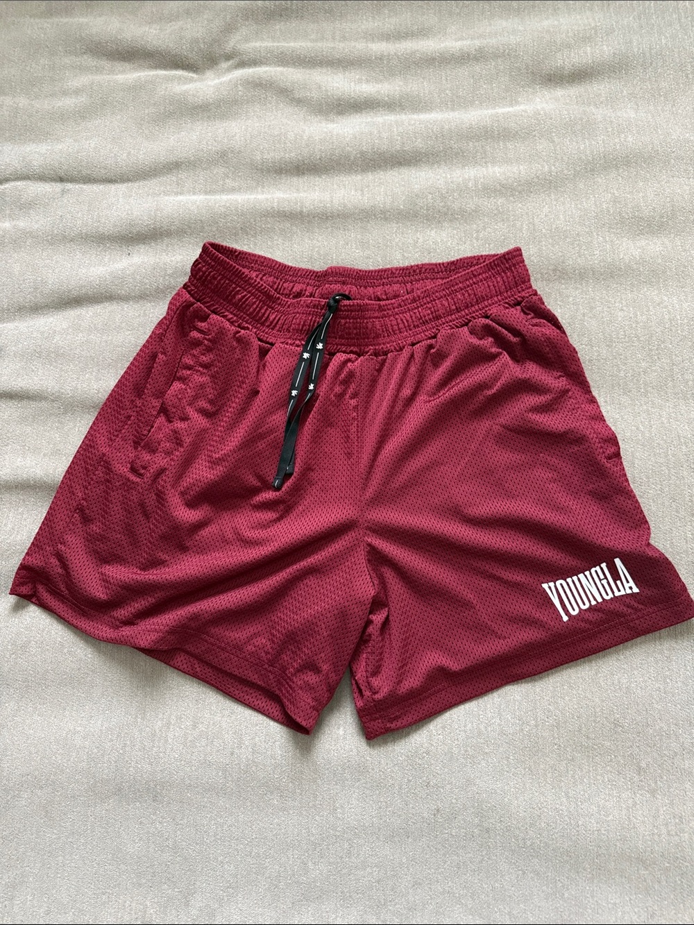 YoungLA Maroon Men's Athletic Aeromesh Shorts